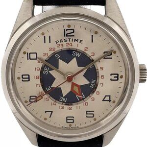 Vintage Pastime Revue Thommen GMT 24Hour Compass Men's Mechanical Wristwatch NOS